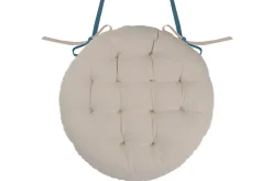maxibazar Duo Galette Ronde 38Cm Petrole Lin- Galettes De Chaise