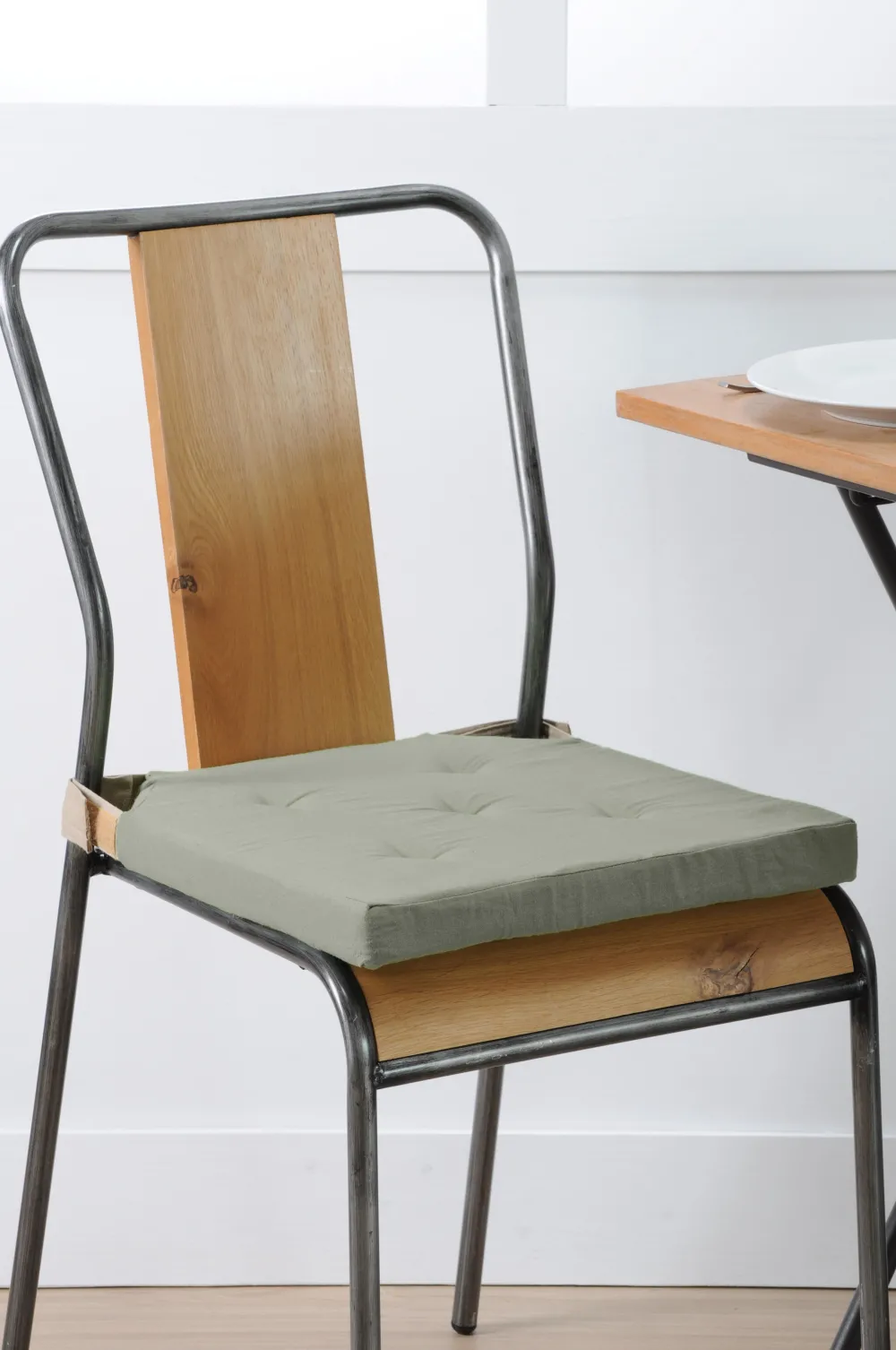 maxibazar Duo Galette Velcro 38X38X4 Kaki Lin- Galettes De Chaise