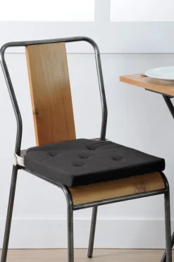 maxibazar Duo Galette Velcro 38X38X4 Noir Lin- Galettes De Chaise