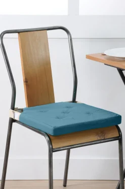 maxibazar Duo Galette Velcro 38X38X4 Petrole- Galettes De Chaise