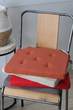 maxibazar Duo Galette Velcro 38X38X4 Rouge- Galettes De Chaise