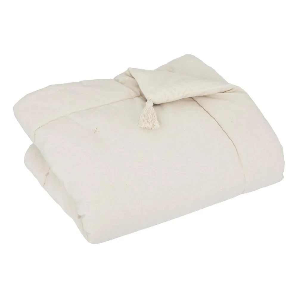 maxibazar Edredon Velours Coton Night Ivoire 150X150Cm- Couvre-Lits, Boutis Et Edredons