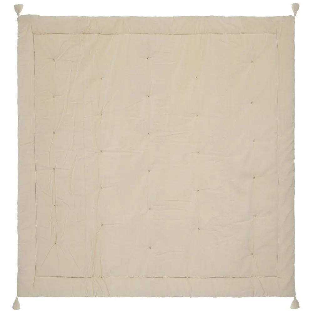 maxibazar Edredon Velours Coton Night Ivoire 150X150Cm- Couvre-Lits, Boutis Et Edredons