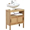 * Meubles Salle De Bain>Element Sous Lavabo Bambou Et Mdf 2 Portes Coulissantes 1