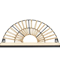 maxibazar Etagere Murale Demi Rond Noir Et Naturelle 38X11Cm- Decoration Murale