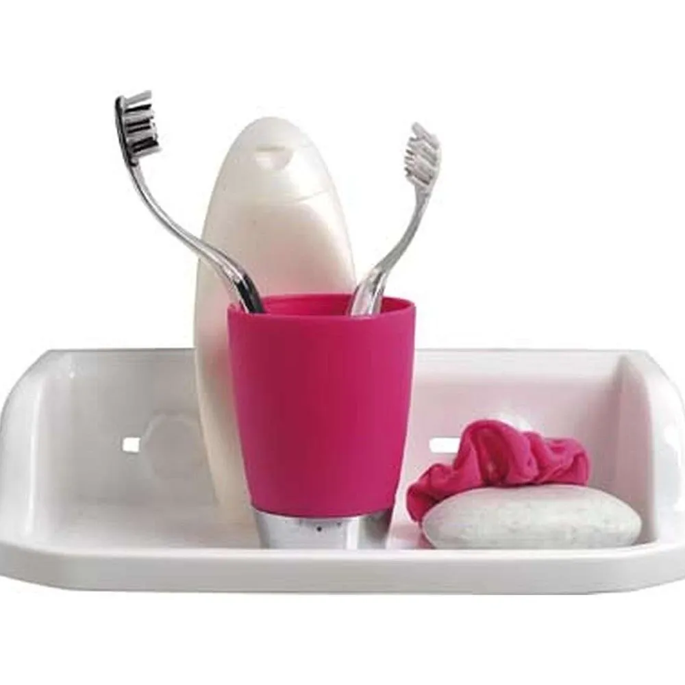 Douche|* Etagere Pp Rectangulaire Sur Ventouses Blanc