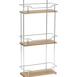 * Meubles Salle De Bain>Etagere Rectangulaire A Poser 3 Niveaux Bambou Chrome Bambou