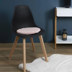 maxibazar Galette Chaise Imitation Fourrure Fin Rose 34Cm- Galettes De Chaise