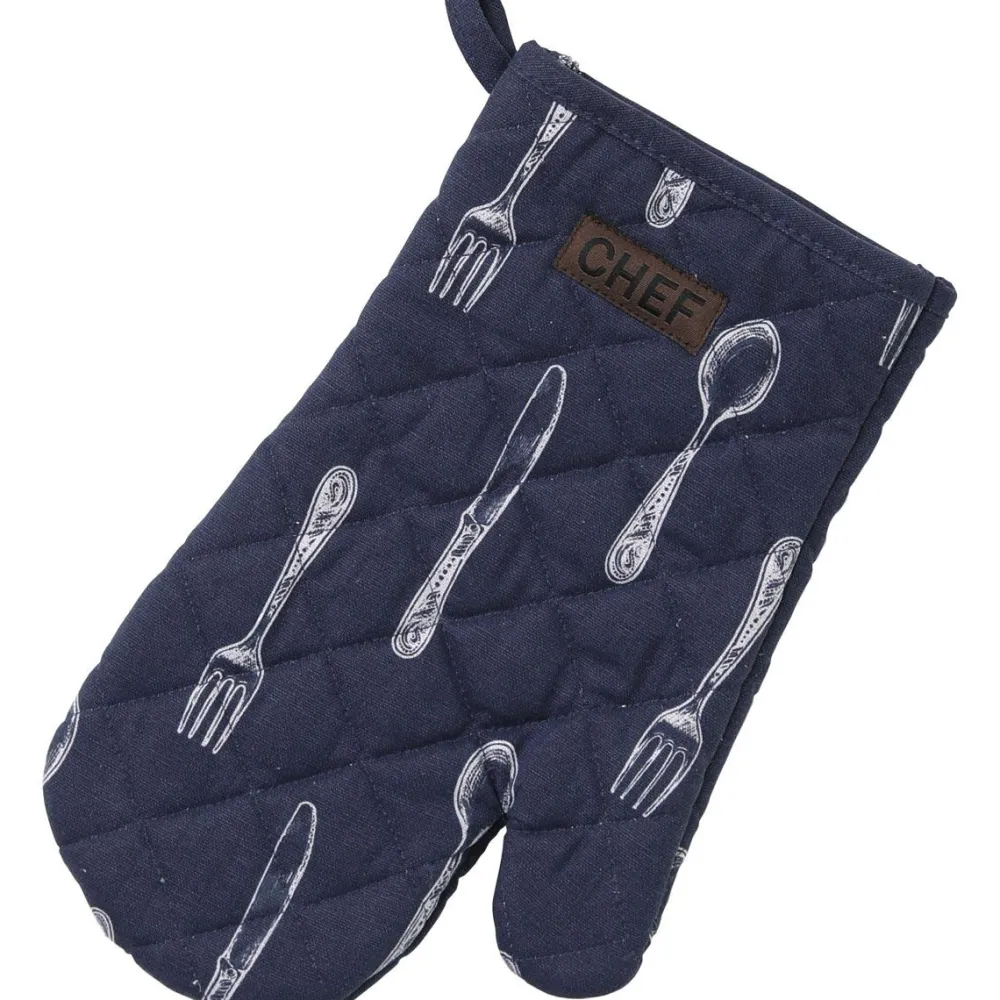 maxibazar Gant De Cuisine Chef Chenonceau 18X28Cm Bleu- Gants De Cuisine Et Maniques