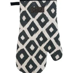 maxibazar Gant De Cuisine Chef Losange 18X28Cm Coton Noir- Gants De Cuisine Et Maniques