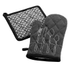 maxibazar Gant Et Manique Recycle Imprime Anthracite- Gants De Cuisine Et Maniques