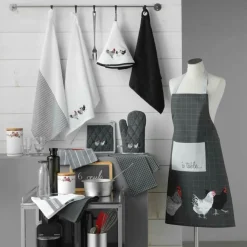 maxibazar Gant Manique 18X28Cm 20X20Cm Auberge Anthracite- Gants De Cuisine Et Maniques