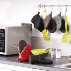 maxibazar Gant Pince 24.5X14.5 Cm Polycoto Neoprene Cuistot Anthracite- Gants De Cuisine Et Maniques