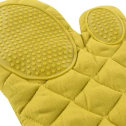 maxibazar Gant 30X18 Cm Polycoton Et Silicone Cuistot Jaune- Gants De Cuisine Et Maniques