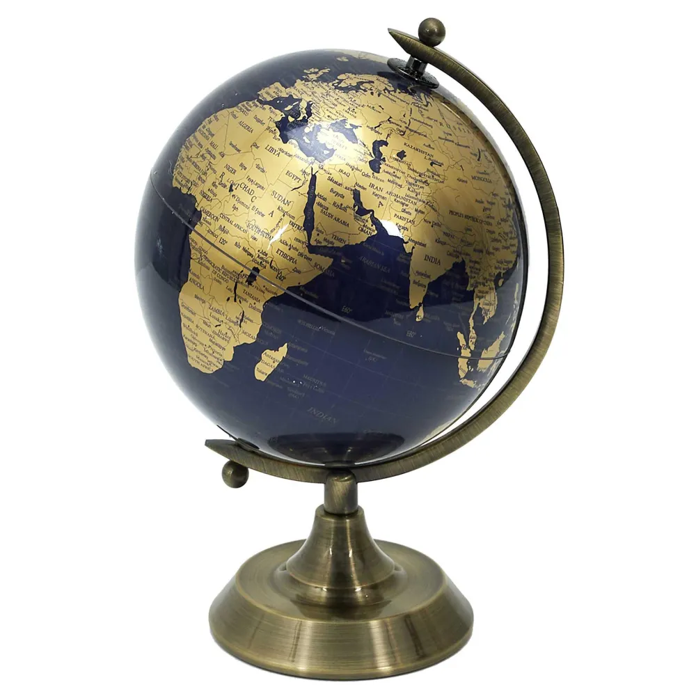 maxibazar Globe Terrestre Dore Et Bleu Nuit D.142Mm- Objets Et Accessoires Deco