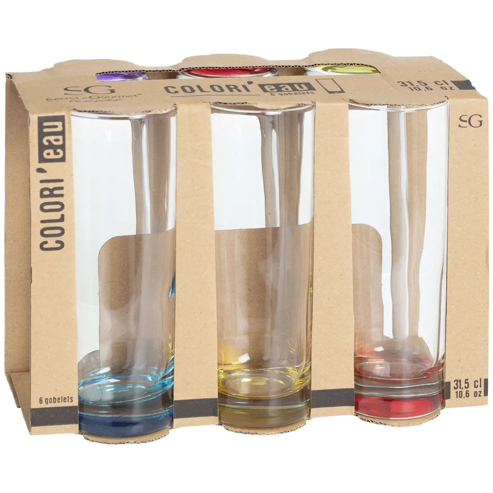 Verres|Secret de Gourmet Gobelet Haut X6 Colori Eau 31Cl