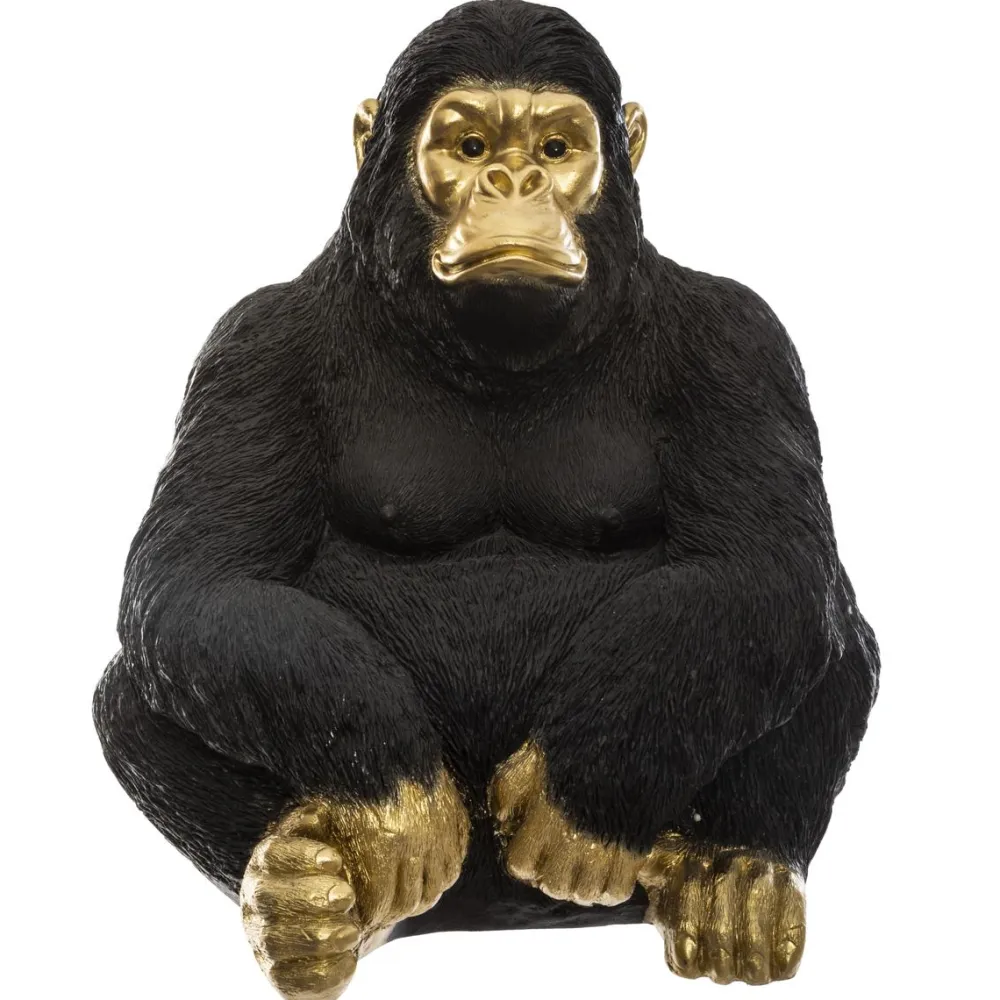 maxibazar Gorille Noir Dore H.50Cm- Objets De Decoration