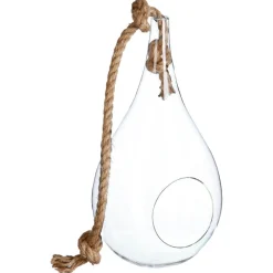 Atmosphera Goutte Verre Avec Corde H.39Cm- Vases A Suspendre