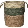 Rangements Deco|* Grande Paniere Matiere Vegetale Ronde Blanc Vert Naturel