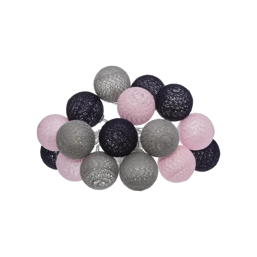 maxibazar Guirlande Led Pile 16 Boules Pinky D.3.5Cm- Guirlandes Lumineuses