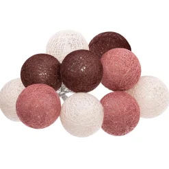 Atmosphera Guirlande Led Pile 10 Boules Dune D.6Cm- Guirlandes Lumineuses