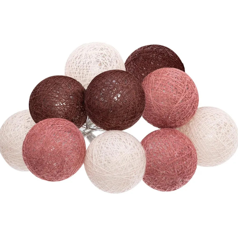 Atmosphera Guirlande Led Pile 10 Boules Dune D.6Cm- Guirlandes Lumineuses