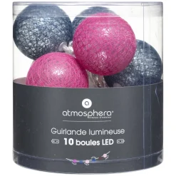 maxibazar Guirlande Led Pile 10 Boules Sorbet D.6Cm- Guirlandes Lumineuses
