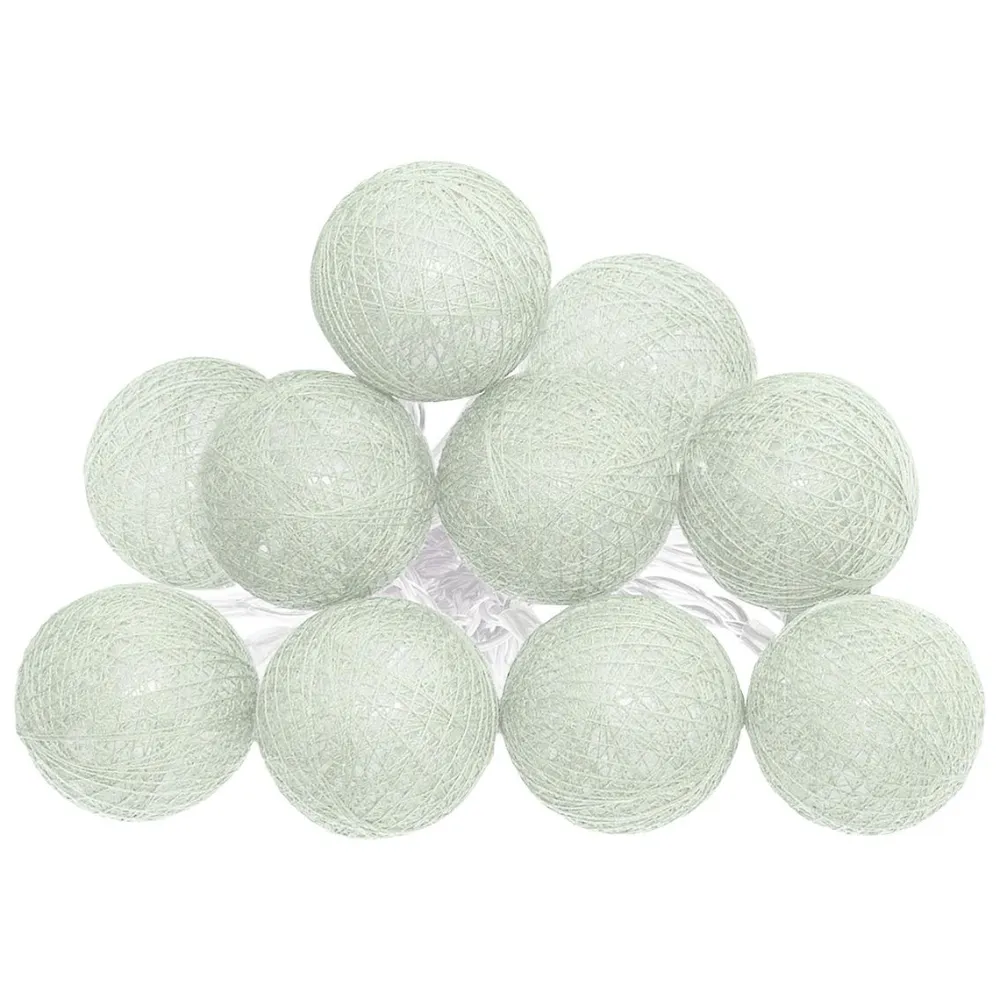 maxibazar Guirlande Led Pile 10 Boules Celadon D.6Cm- Guirlandes Lumineuses