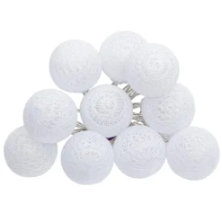 Atmosphera Guirlande Led Pile 10 Boules Blanc D.6Cm- Guirlandes Lumineuses