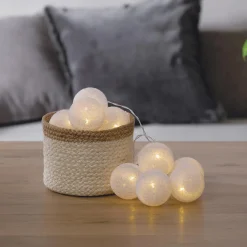 Atmosphera Guirlande Led Pile 10 Boules Blanc D.6Cm- Guirlandes Lumineuses