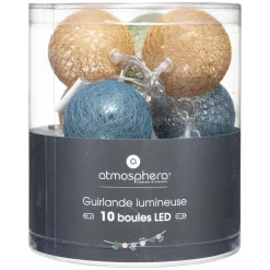 maxibazar Guirlande Led Pile 10 Boules Army D.6Cm- Guirlandes Lumineuses