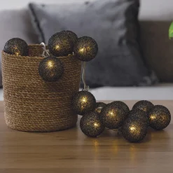 Atmosphera Guirlande Led Secteur 20 Boules Noir D.6Cm- Guirlandes Lumineuses