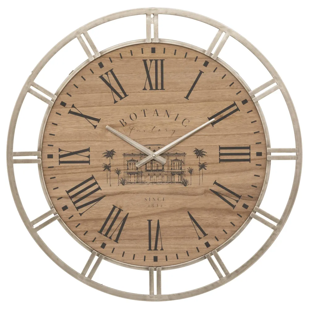 maxibazar Horloge Metal Botanic D.70Cm- Horloges Et Reveils