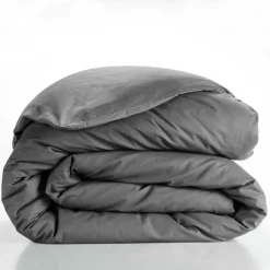 maxibazar Housse Couette 240X220Cm Uni 57 Fils Lina Anthracite- Housses De Couette