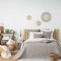 maxibazar Housse De Coussin 40 X 40 Cm Florette Taupe- Couvre-Lits, Boutis Et Edredons