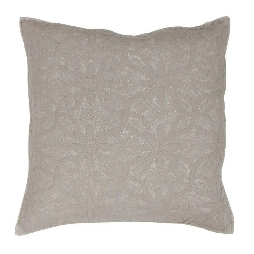 maxibazar Housse De Coussin 60 X 60 Cm Florette Taupe- Couvre-Lits, Boutis Et Edredons