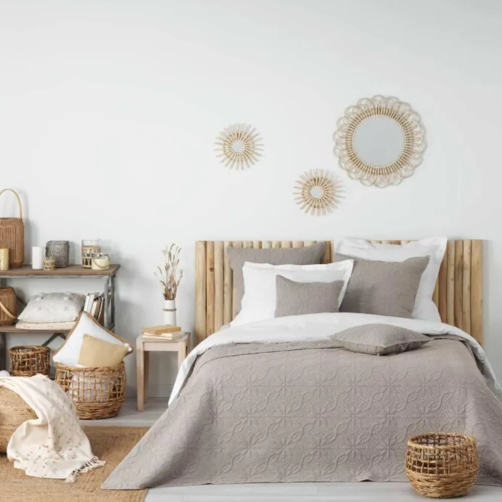 maxibazar Housse De Coussin 60 X 60 Cm Florette Taupe- Couvre-Lits, Boutis Et Edredons