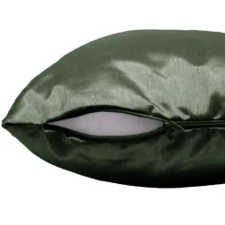 maxibazar Housse De Coussin Encart 40X40Cm Shantung Uni Shana Kaki- Rideaux Basiques Et Coussins