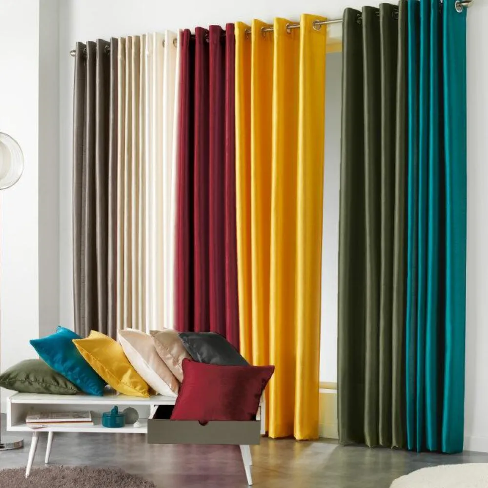 maxibazar Housse De Coussin 40X40Cm Shantung Uni Shana Bordeaux- Rideaux Basiques Et Coussins