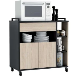 * Dessertes>Indus Desserte 2Portes 1Tablette Chene Brut Noir