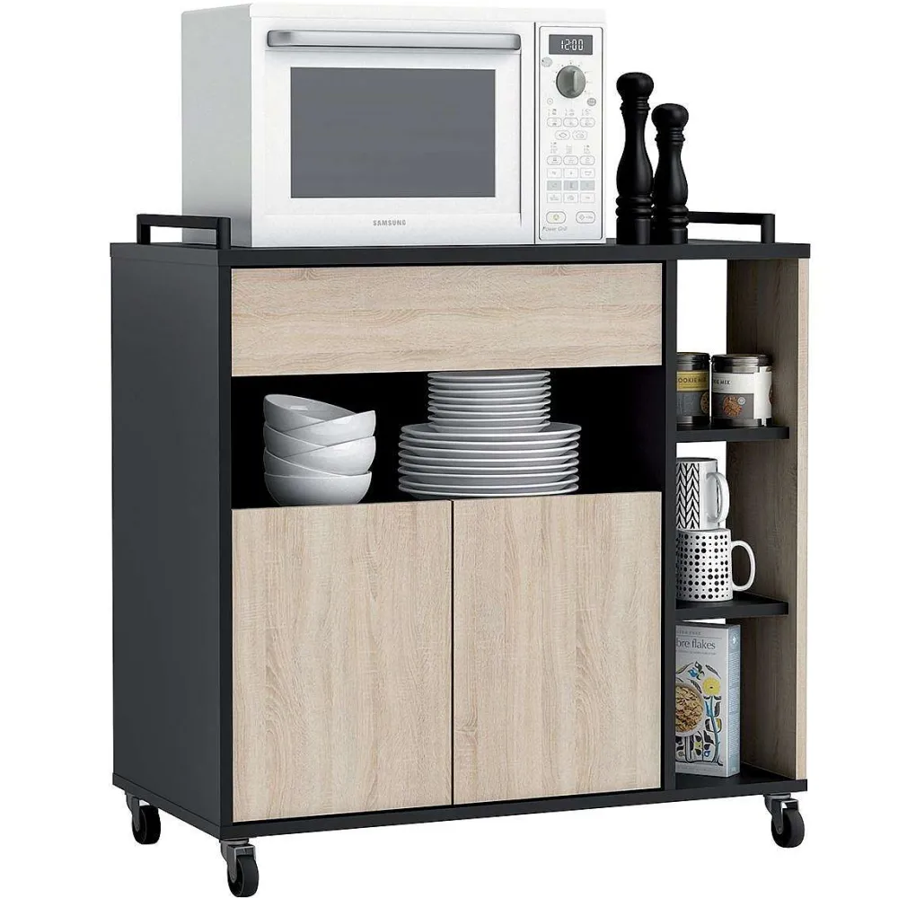 * Dessertes>Indus Desserte 2Portes 1Tablette Chene Brut Noir