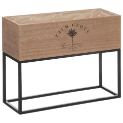 maxibazar Jardiniere Bois Metal Botanic D.50X48X18Cm- Fleurs Et Plantes