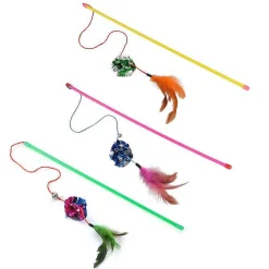 Jouets|* Jouet Canne A Peche Avec Plumes Et Grelot 40Cm