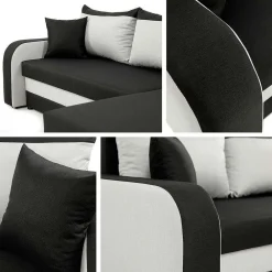 * Canapés Convertibles></noscript>Kris Ar Conv Microfibre Gris Noir