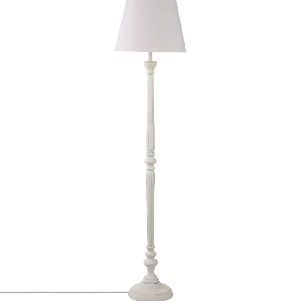 Atmosphera Lampadaire Bois Blanc Leo H.153Cm X2Colis- Lampadaires
