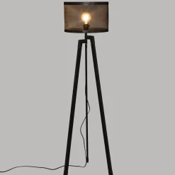 maxibazar Lampadaire Trepied Noah Noir H.140Cm- Lampadaires