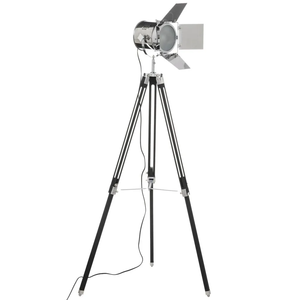 maxibazar Lampadaire Trepied Rio Noir H.138Cm- Lampadaires
