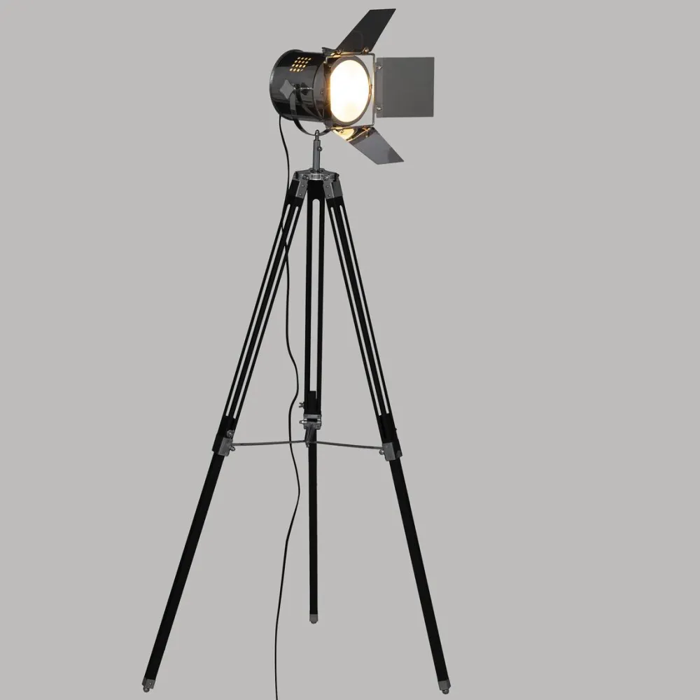 maxibazar Lampadaire Trepied Rio Noir H.138Cm- Lampadaires