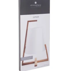 Atmosphera Lampe Bambou Abat Jour Plastique H.31Cm- Lampes A Poser