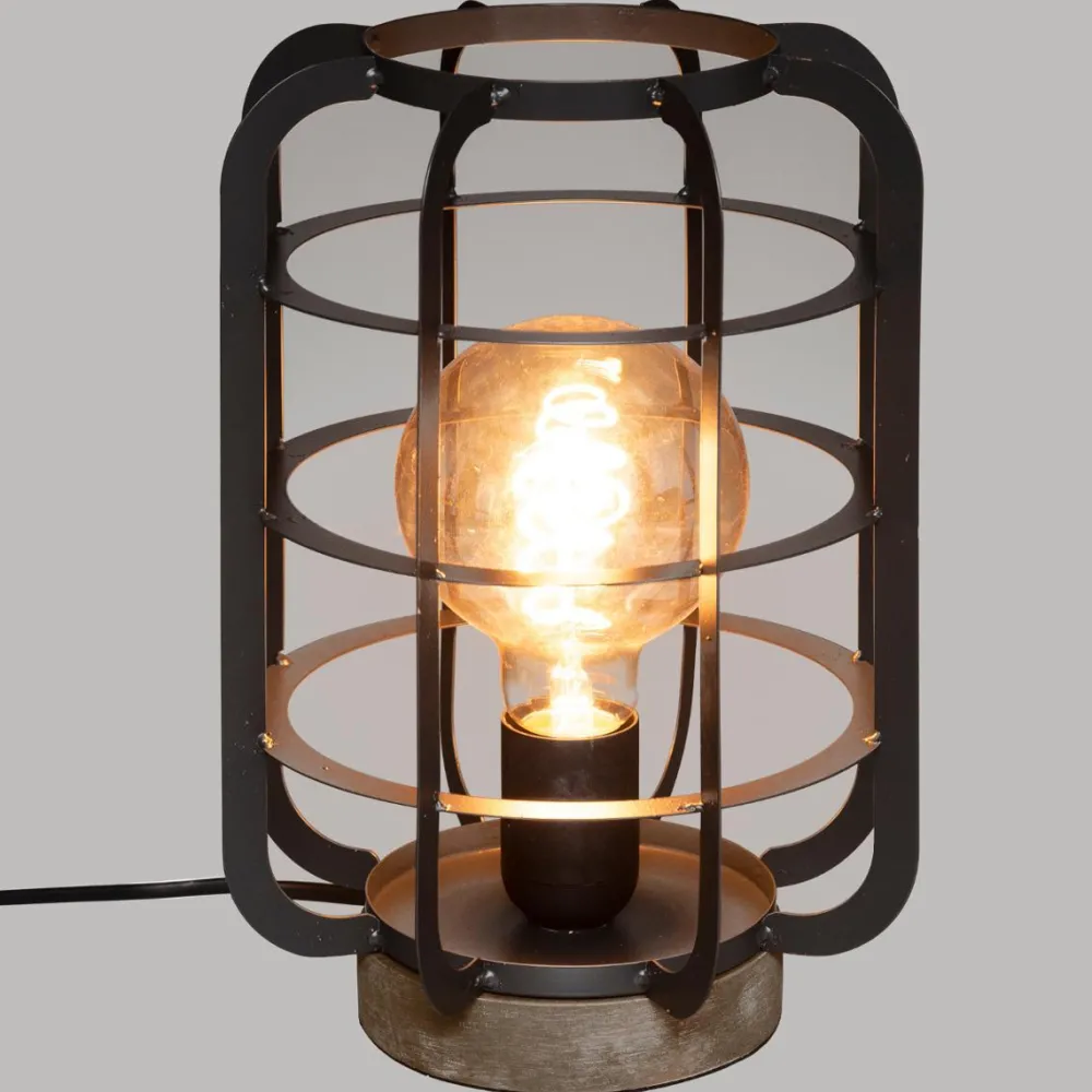 Atmosphera Lampe Berry Gris Fonce H.28Cm- Lampes A Poser